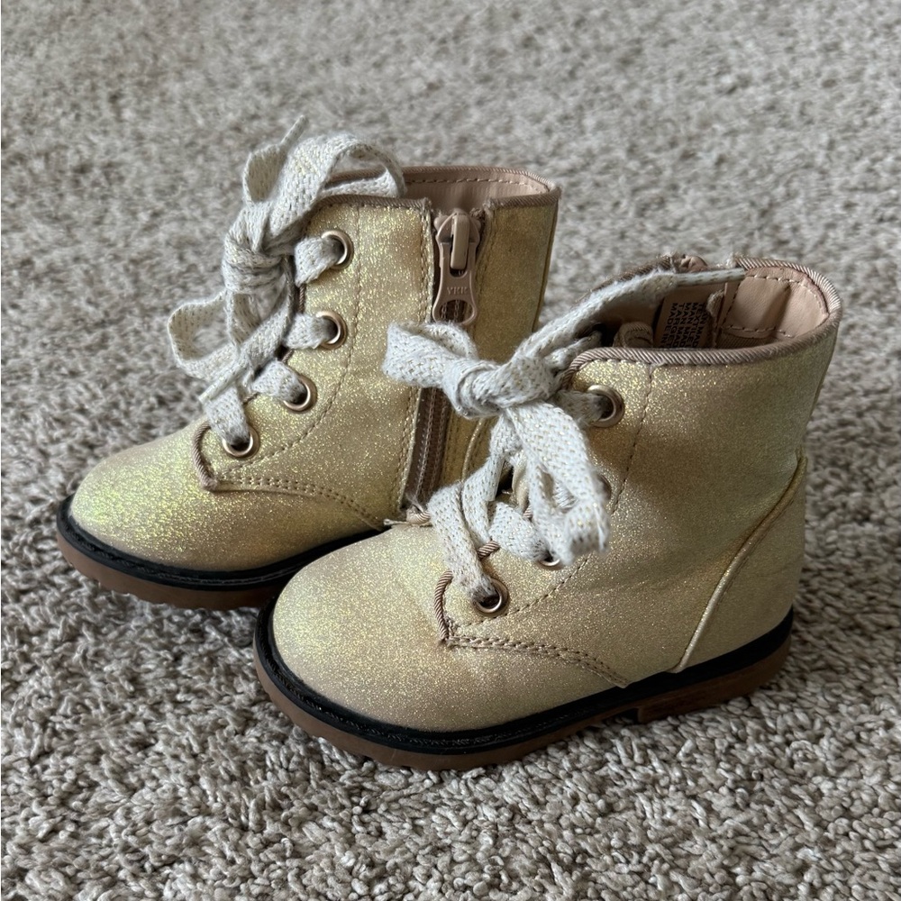 Cat & Jack toddler girls gold glitter boots size 5